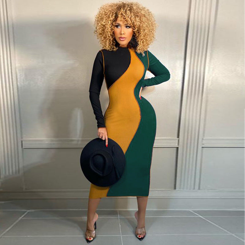 Beautiful Contrast Maxi Fitting Dress