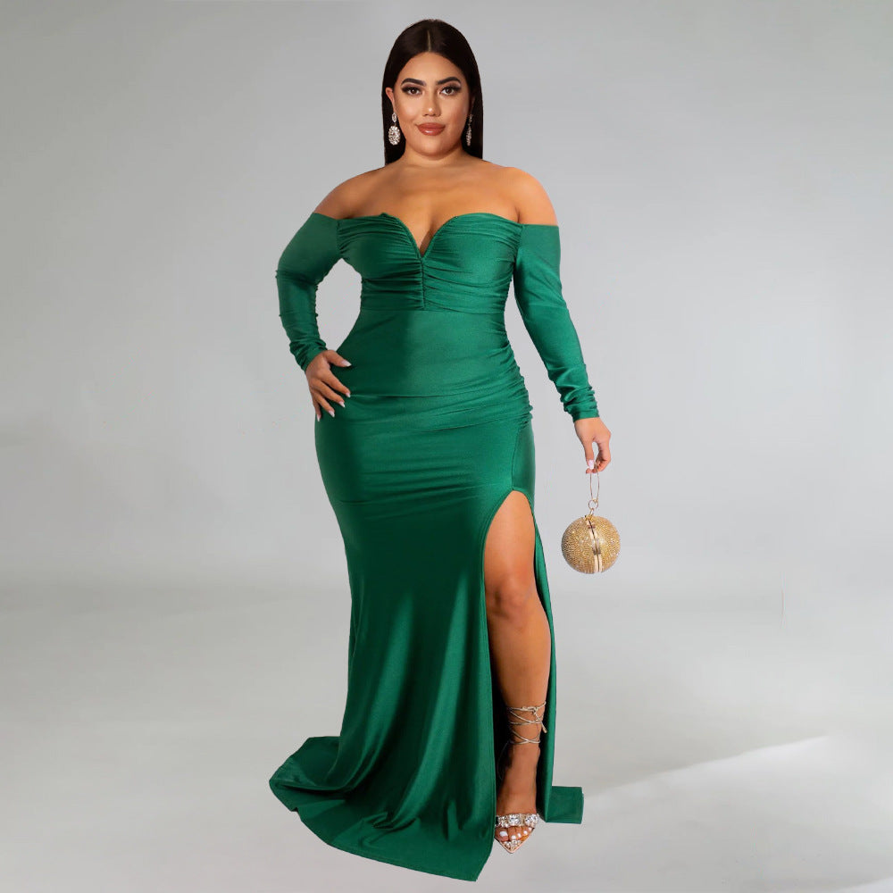 V neck Split Maxi Dress