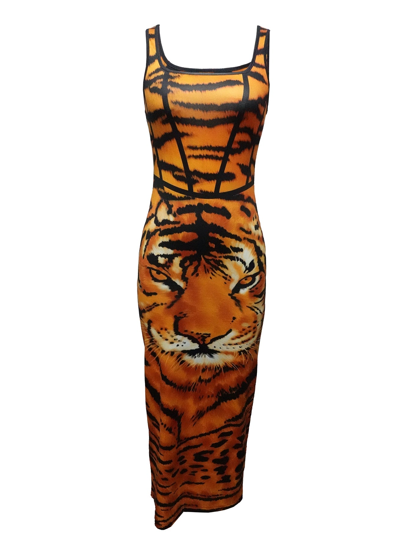 Tiger Print Slim Fit Casual Dress