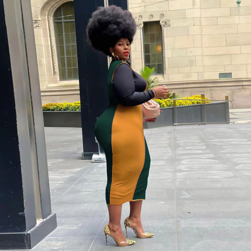 Beautiful Contrast Maxi Fitting Dress
