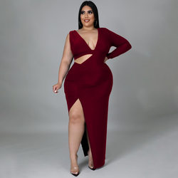 Single Sleeve Hollow Out Maxi Dress