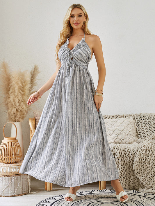 Bohemian Flowy Halter Maxi Dress