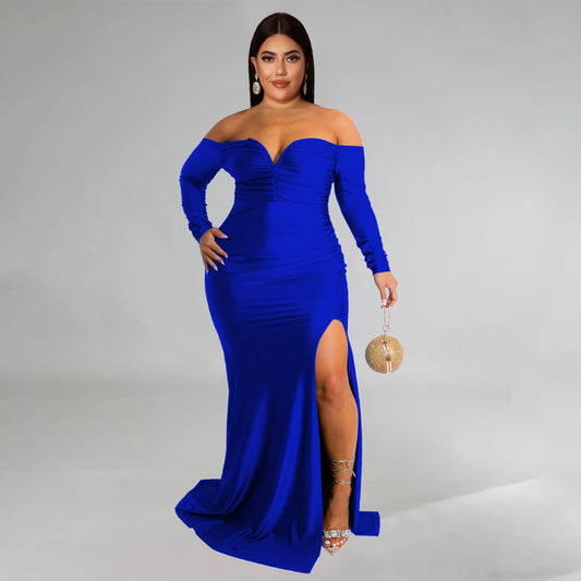 V neck Split Maxi Dress