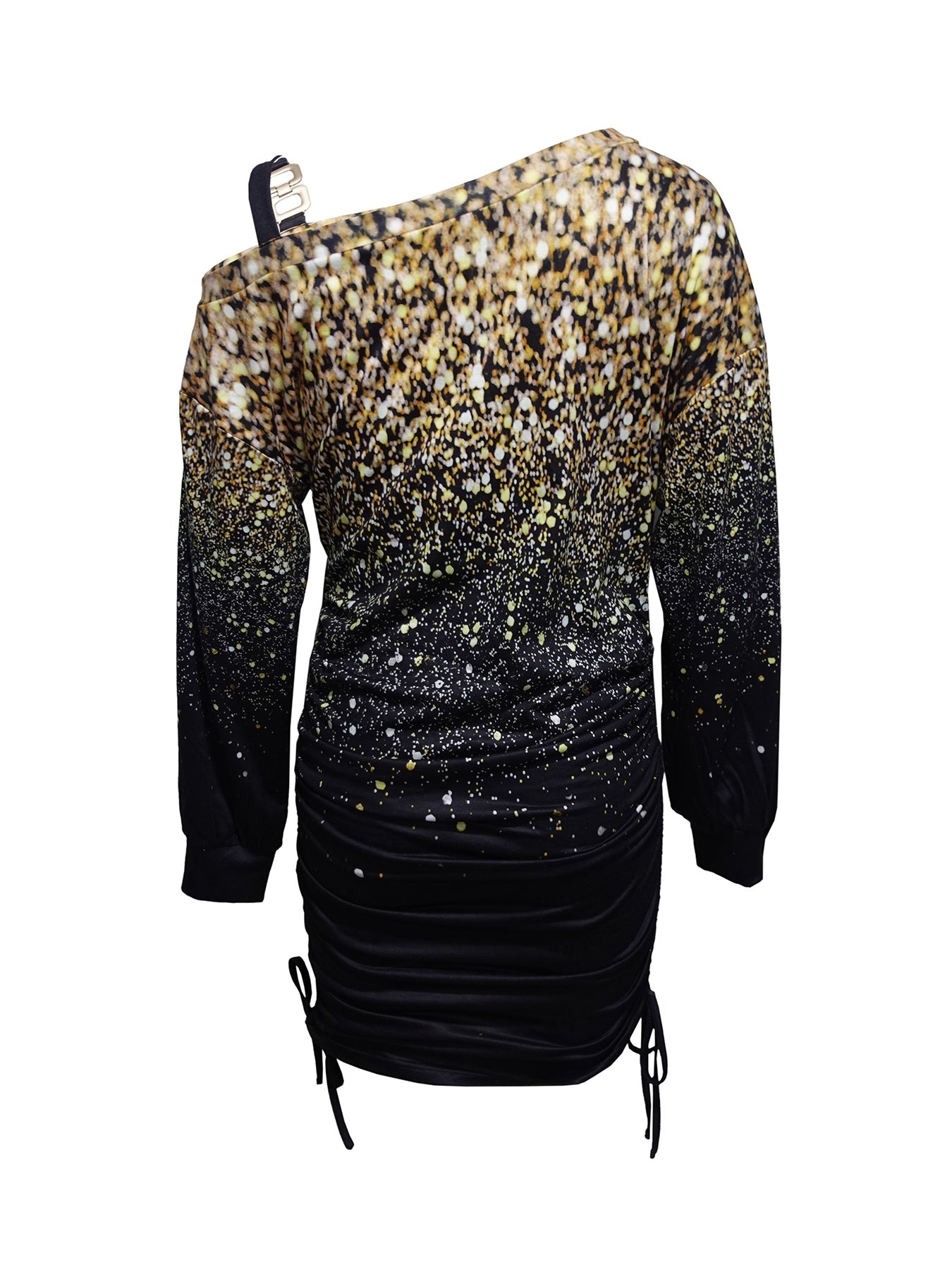 Sparkled Print Off Shoulder Casual Dress