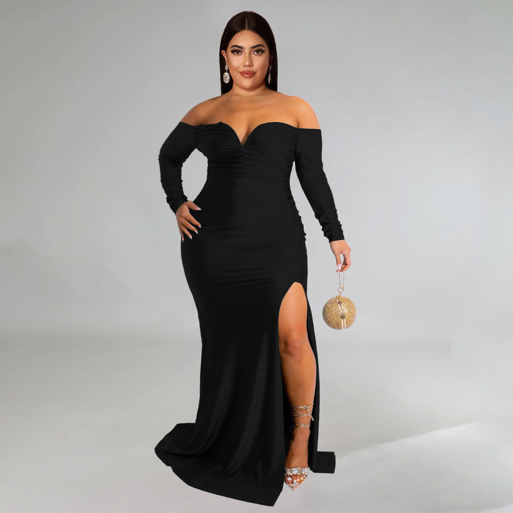 V neck Split Maxi Dress