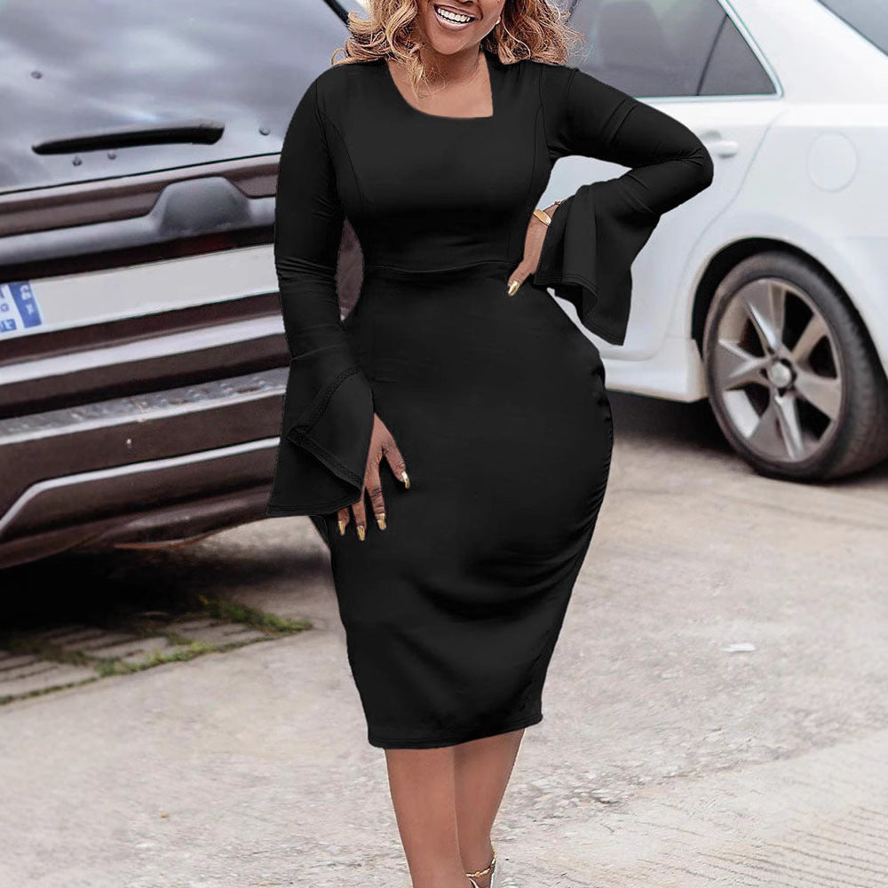 Solid Color Sheath Dress