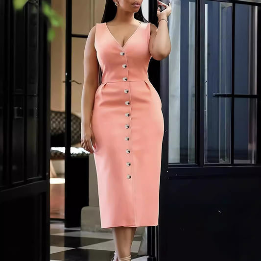Casual V neck Jumpsuit Dress